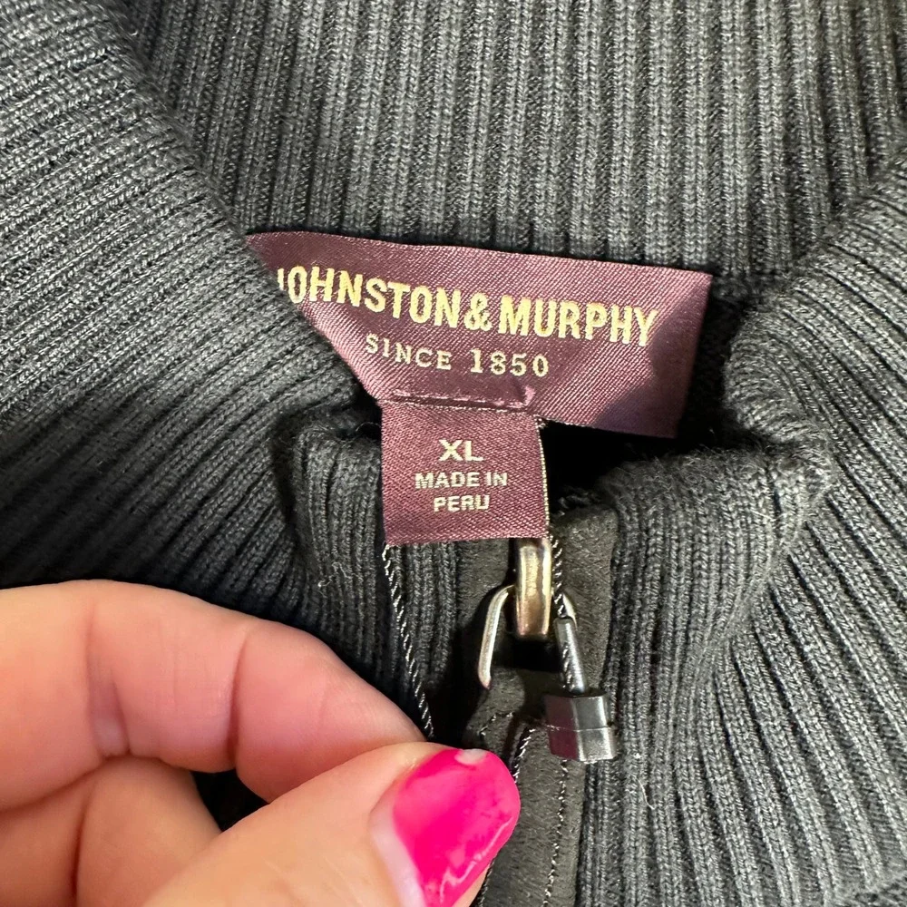 Johnston‎ & Murphy Mens XL Black 100% Pima Cotton Quarter Zip Sweater Vest